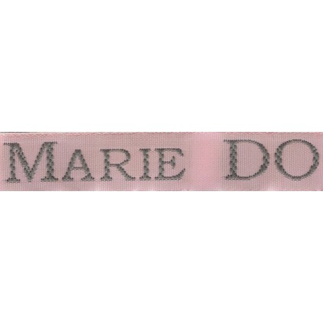 Woven labels, Model S - Pink 12mm ribbon - Grey lettering