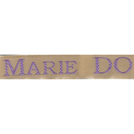 Woven labels, Model S - Beige 12mm ribbon - Violet lettering
