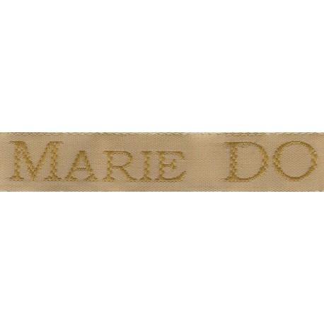 Woven labels, Model S - Beige 12mm ribbon - Antique Gold lettering