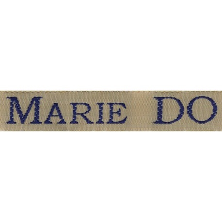 Woven labels, Model S - Beige 12mm ribbon - Navy lettering