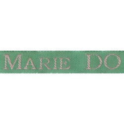 Etiquettes tissées Modèle S - Ruban Vert 12 mm - Lettrage Rose