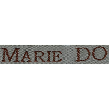 Woven labels, Model S - Grey 12mm ribbon - Brown lettering