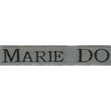 Woven labels, Model S - Grey 12mm ribbon - Black lettering