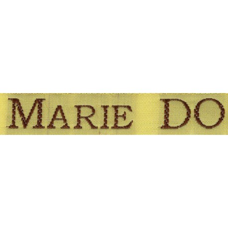 Woven labels, Model S - Yellow 12mm ribbon - Brown lettering
