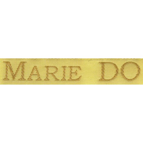 Woven labels, Model S - Yellow 12mm ribbon - Antique Gold lettering