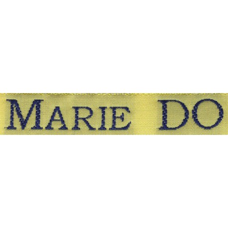 Woven labels, Model S - Yellow 12mm ribbon - Navy lettering