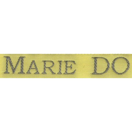 Woven labels, Model S - Yellow 12mm ribbon - Grey lettering