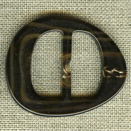 Boucle de ceinture Faux ovale, col. Marron jaspé