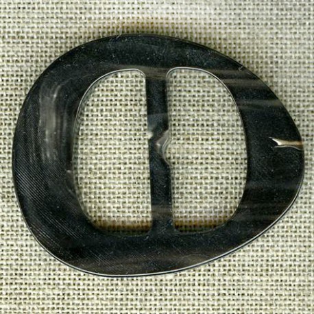 Boucle de ceinture Faux ovale, col. Noir jaspé