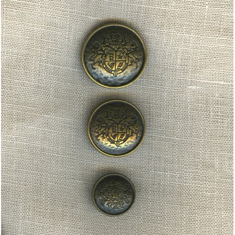 Heraldry motif Metal Button, col. Old Gold