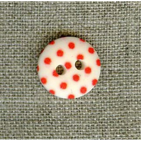 Ecru/Red spotted children's button.