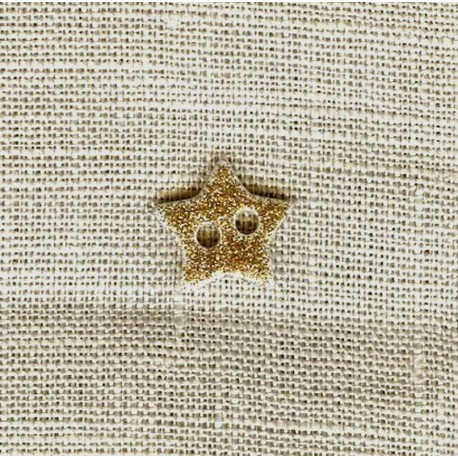 Enamelled Shining Star mother of pearl button, col. Gold