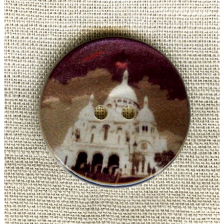 Bouton Nacre Imprimée, Paris Sacré Coeur