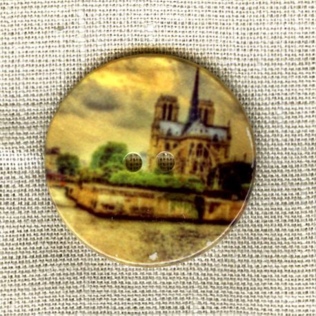 Bouton Nacre Imprimée, Paris Notre Dame