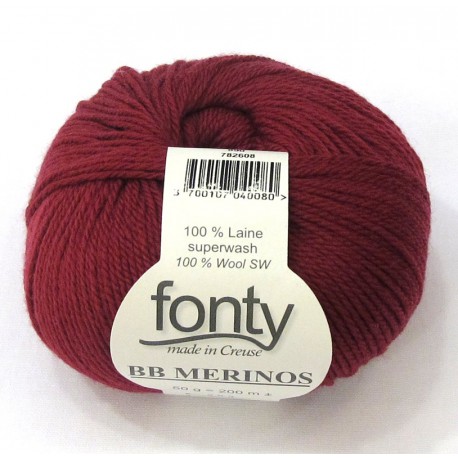 FONTY wool knitting yarn, qual.BB MERINOS, col. Ruby 890