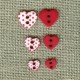 Heart engraved dots children button, col. Poppy