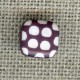Square children button white dots engraved, col. Eggplant