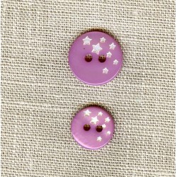 Bouton Nacre Gravée Constellation, col. Rose ancien/ blanc