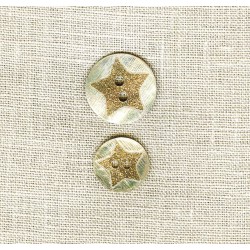 Bouton Nacre Gravée Super Star, col. Glitter Or