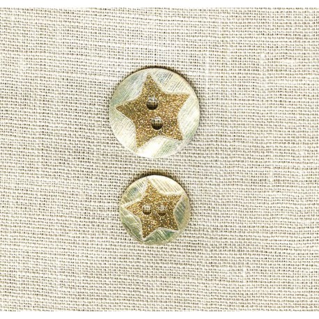 Bouton Nacre Gravée Super Star, col. Glitter Or
