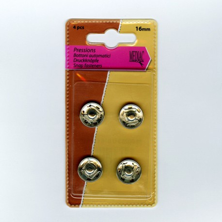 Pressions à Coudre Métal Argent, tailles 16 à 19 mm