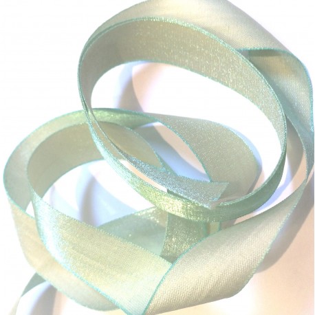 Iridescent taffeta ribbon, col. Aqua 24
