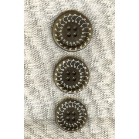 Bouton en Corozo Gravé Soleil, col. Café