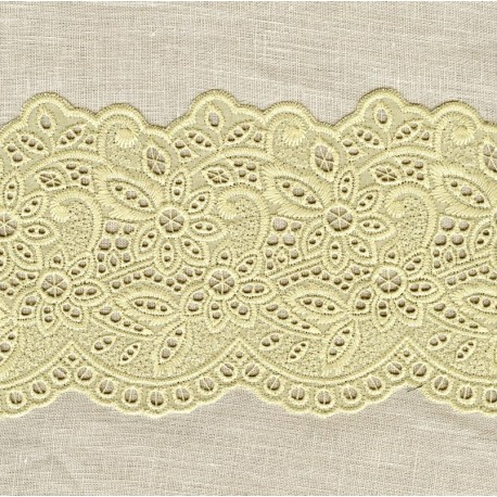 Broderie Anglaise Ribbon Mantille, col. Wheat