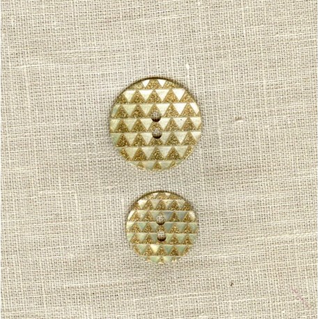 Engraved Mother of Pearl Button Pyramid, col. Gold Glitter