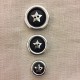 Star polyester button convex carbon with silver edge