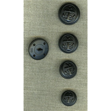 Bouton de la Marine Française, émail Noir mat