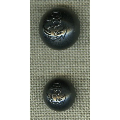 Bouton bombé dessin ancre, Carbone