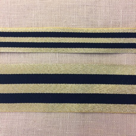 Striped grosgrain ribbon,col. Navy/ Gold