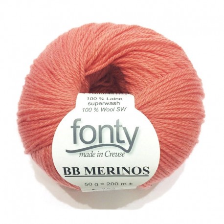Laine à Tricoter BB MERINOS de Fonty, col. Pêche Abricot 832