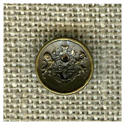 Small 2 holes curved metal button coat of arms, Old gold