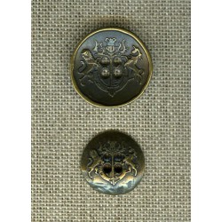 Reversible 4 holes curved metal button coat of arms, Old gold