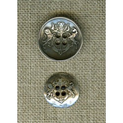 Bouton métal réversible incurvé 4 trous armoiries, Argent