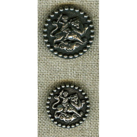 Metal button coat of arms Lion, Old Silver