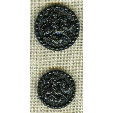 Metal button coat of arms Lion, Black