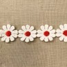 Ruban Guipure Ribambelle de Marguerites Rouges