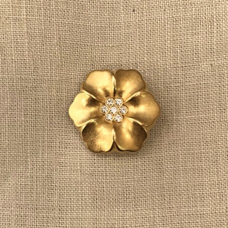 Metal Button Pétunia, col. Or/ Crystal
