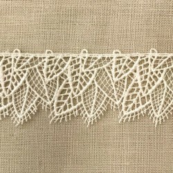 Ruban Dentelle Feuilles, col. Ecru