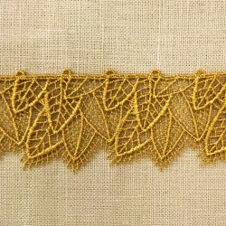 Ruban Dentelle Feuilles, col. Moutarde