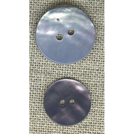 Ice-blue enamelled mother-of-pearl round button