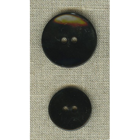 Black enamelled mother-of-pearl round button
