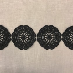 Ruban Guipure Grandes Rosaces, col. Nuit Noire