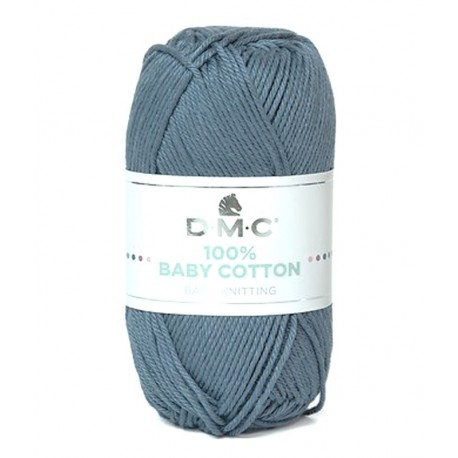 Coton à Tricoter 100% BABY COTTON de Dmc, col. Bleu Tempête 750