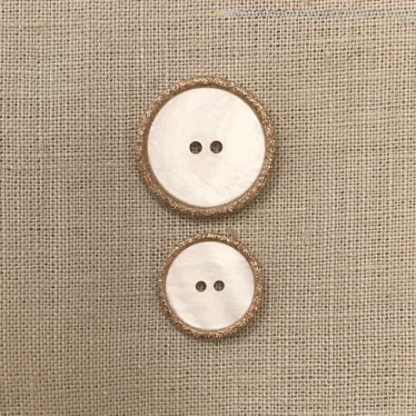 Bouton Nacre Blanche Emaillée Rue Cambon, col. Glitter Or