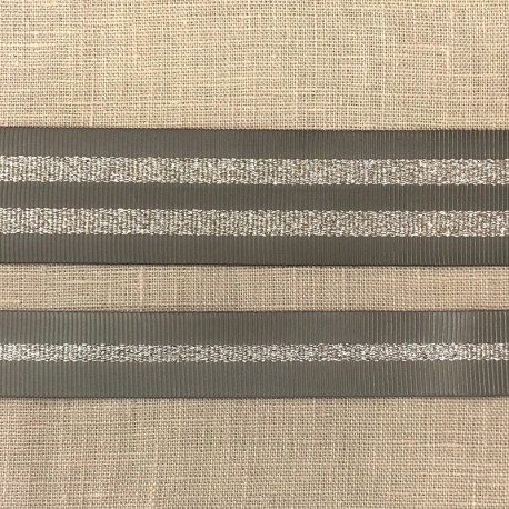 Ruban Gros Grain Lurex Girly, col. Cailloux/ Argent