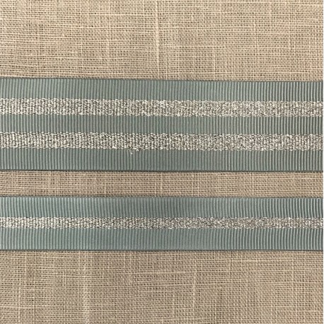 Ruban Gros Grain Lurex Girly, col. Fjord/ Argent